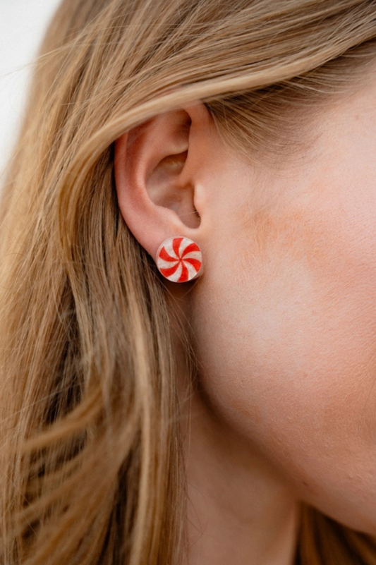 Peppermint Studs - Red & White