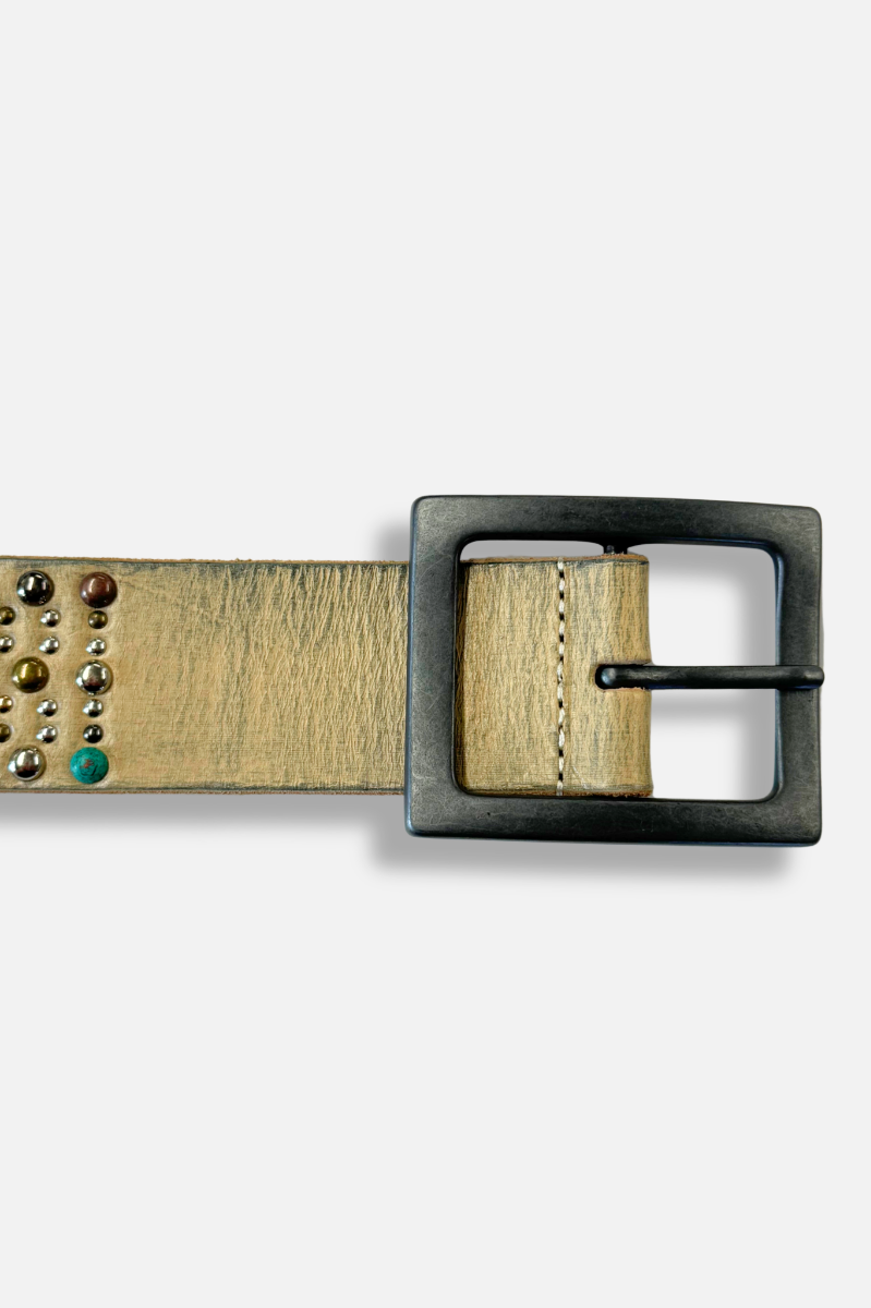 Multicolor Stud Belt - Tan