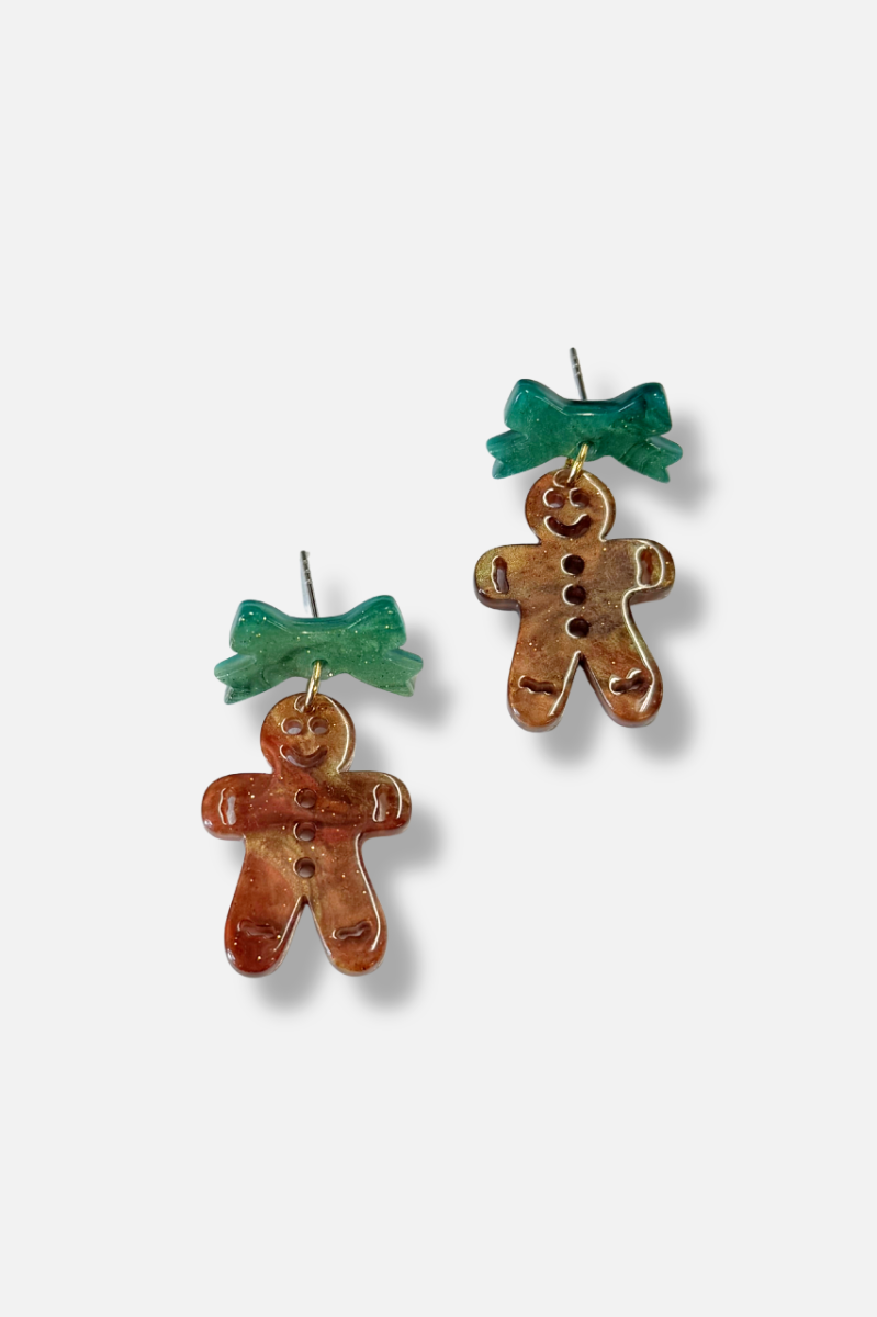 Bow Gingerbread Earring - Green Shimmer