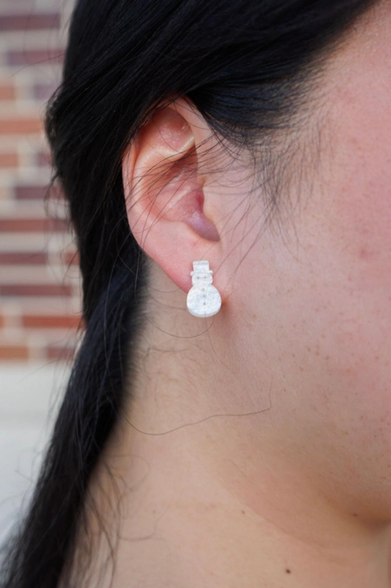 Snowman Studs - White