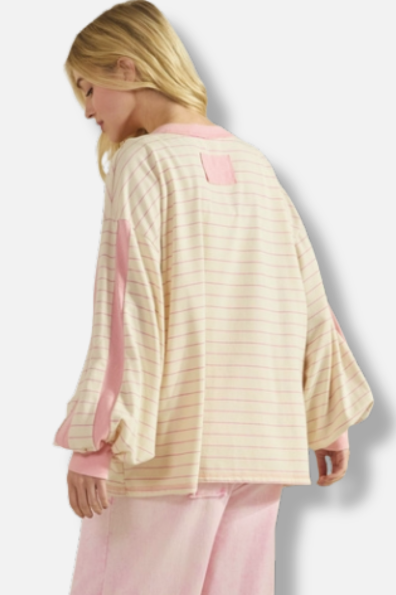 Oversized Pullover - Pink Stripe