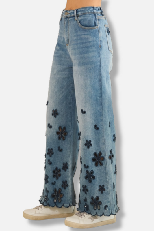 Scalloped Hem Jean - Denim