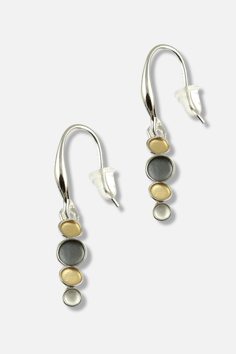 Row of Dots Earrings - Gold & Grey