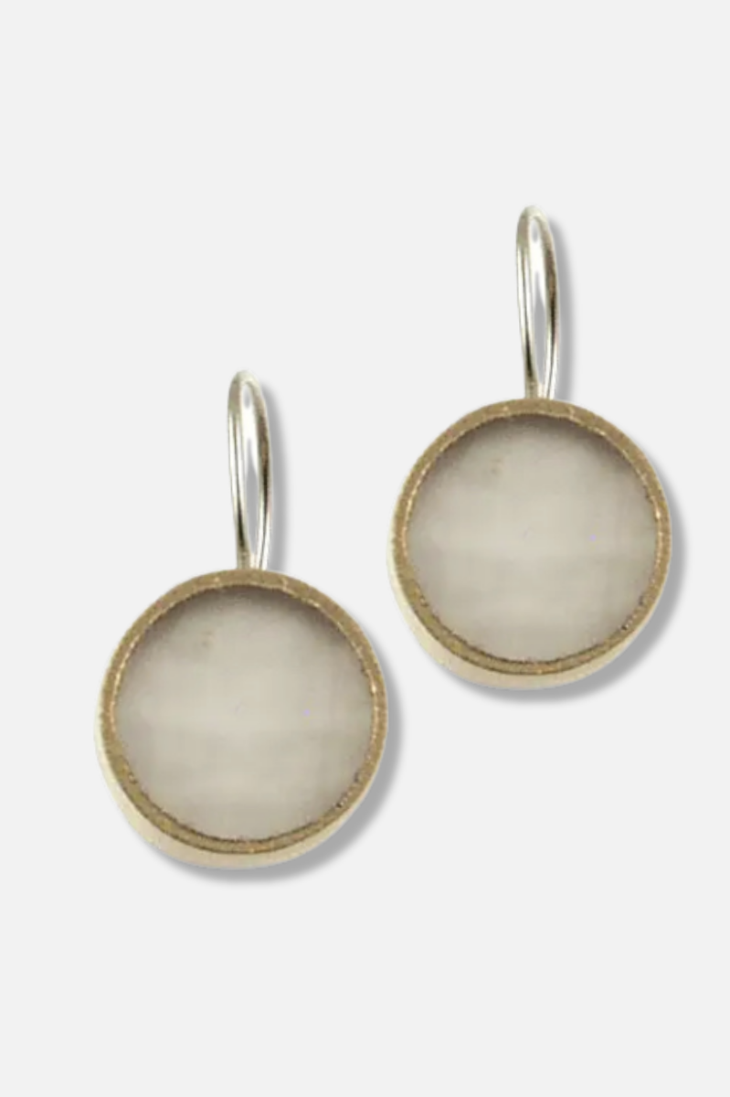 Resin & Shell Drop Earrings - White Gold