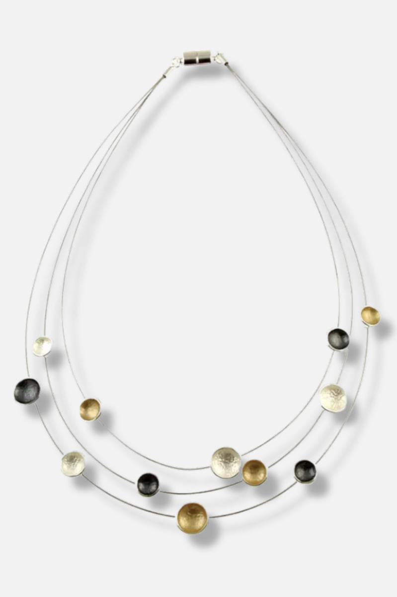 Three Strand Dot Necklace - Multi Color