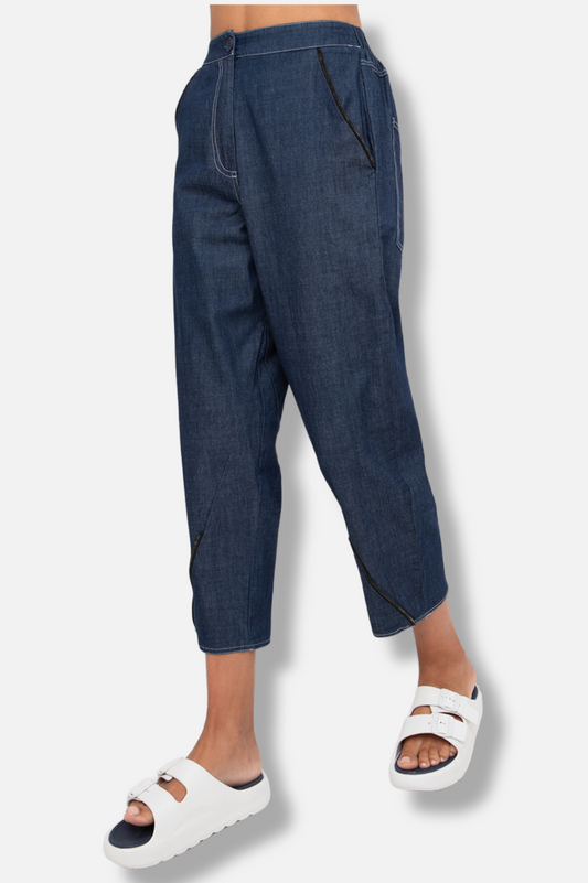 Tapered Zipper Pant - Denim