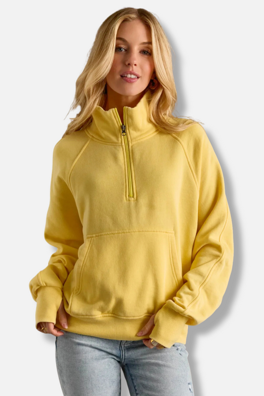 Quarter Zip Sweatshirt - Yellow