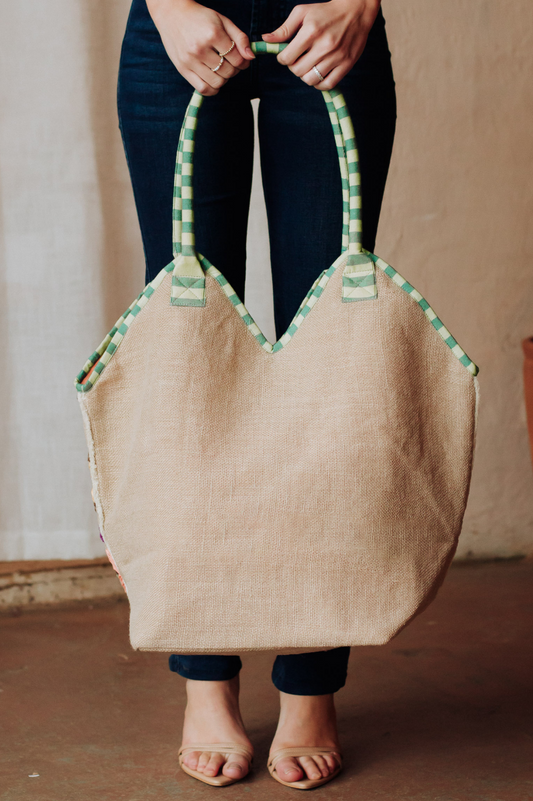 Floral Woven Bag - Green
