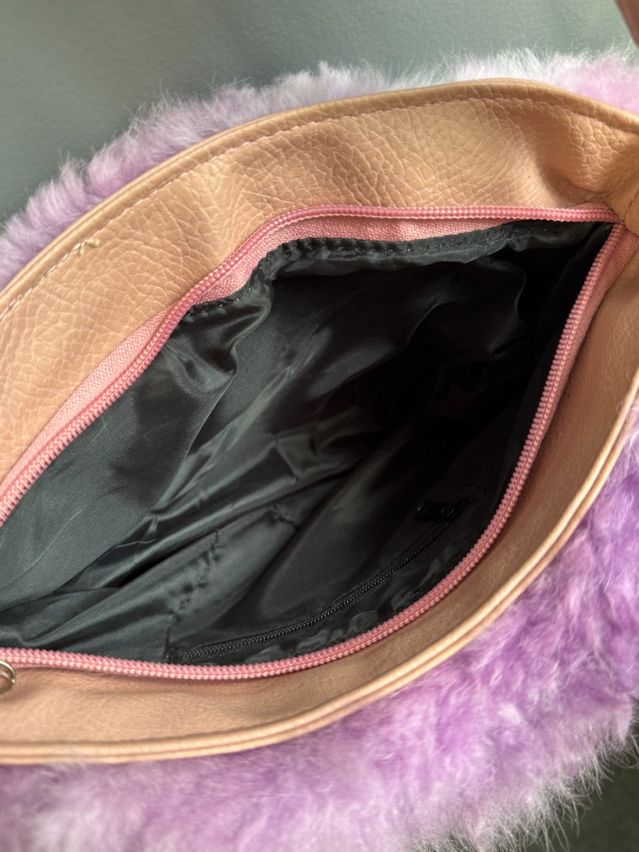 Alpaca Fur Purse - Purple