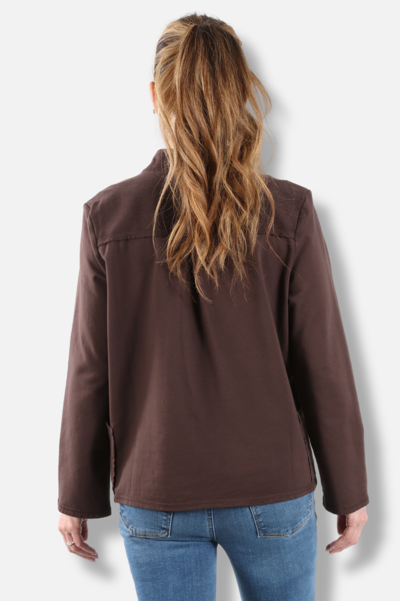 Zip Up Cover Jacket Plus - Dark Chocolate