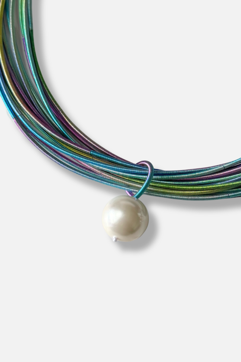 Multi Strand Pearl Drop Necklace - Rainbow