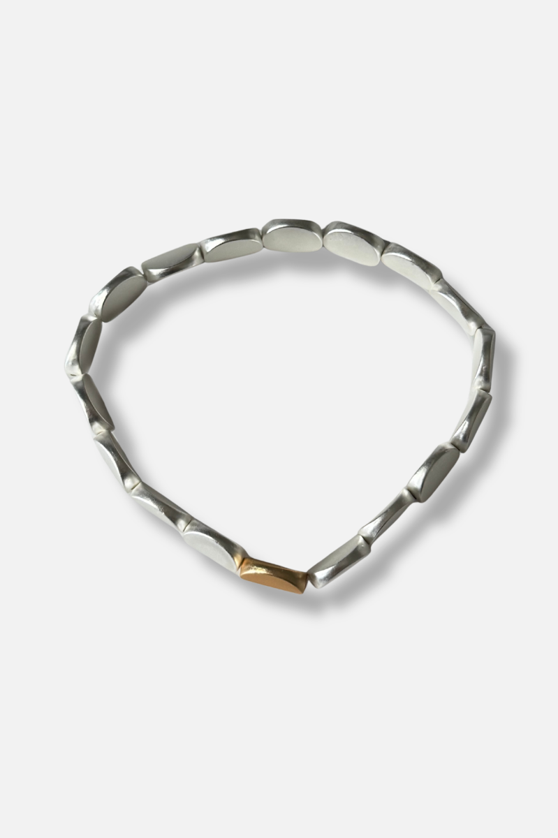 Disc Link & Chain Bracelet - Silver & Gold
