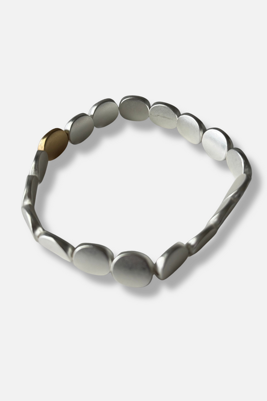 Disc Link & Chain Bracelet - Silver & Gold