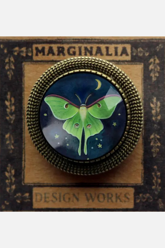 Glass Cabochon Brooch - Luna Moth