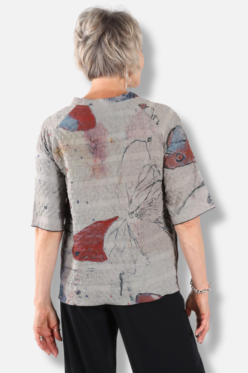V-Neck Tee - Butterfly Abstract