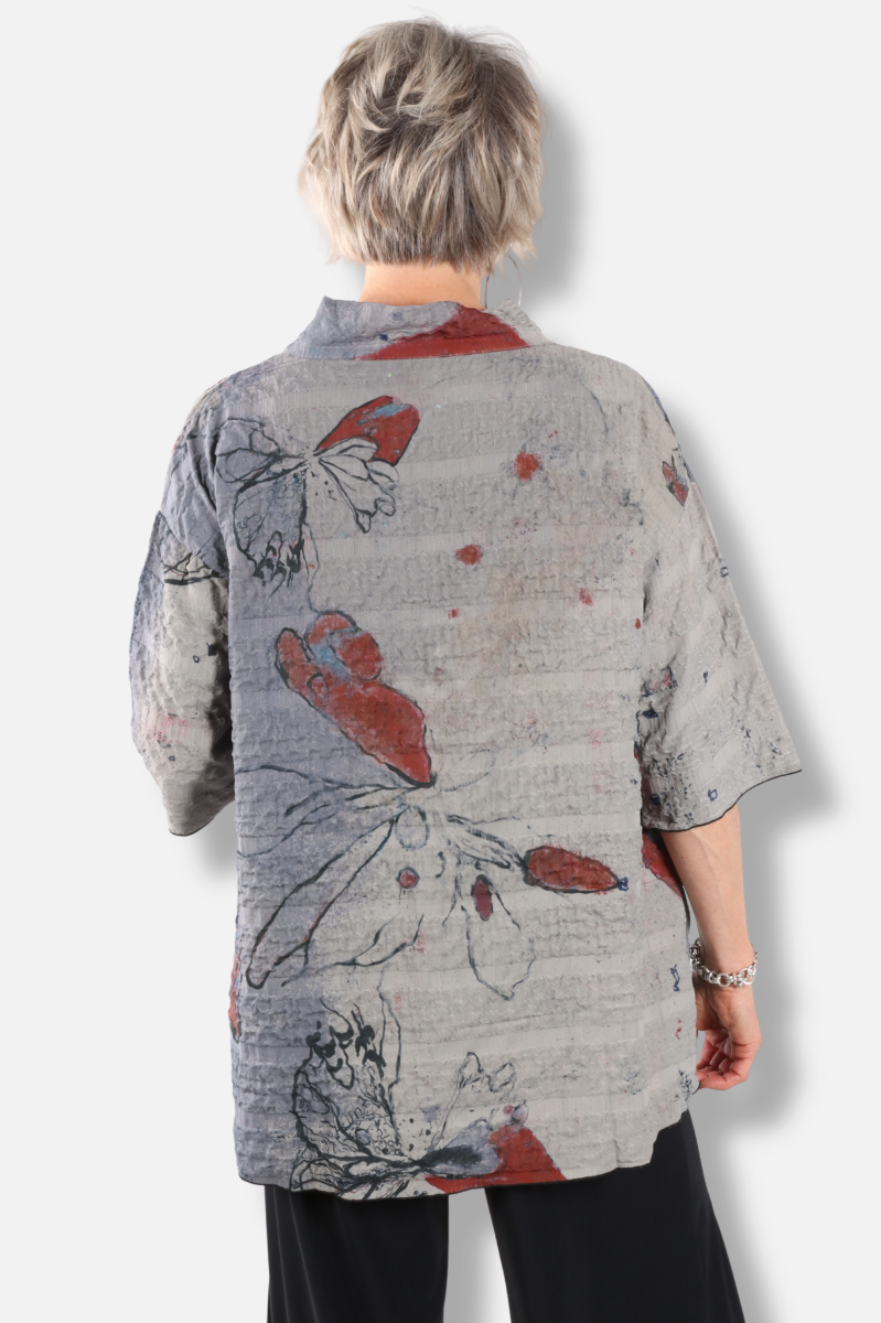 Mock Neck Tunic - Butterfly Abstract