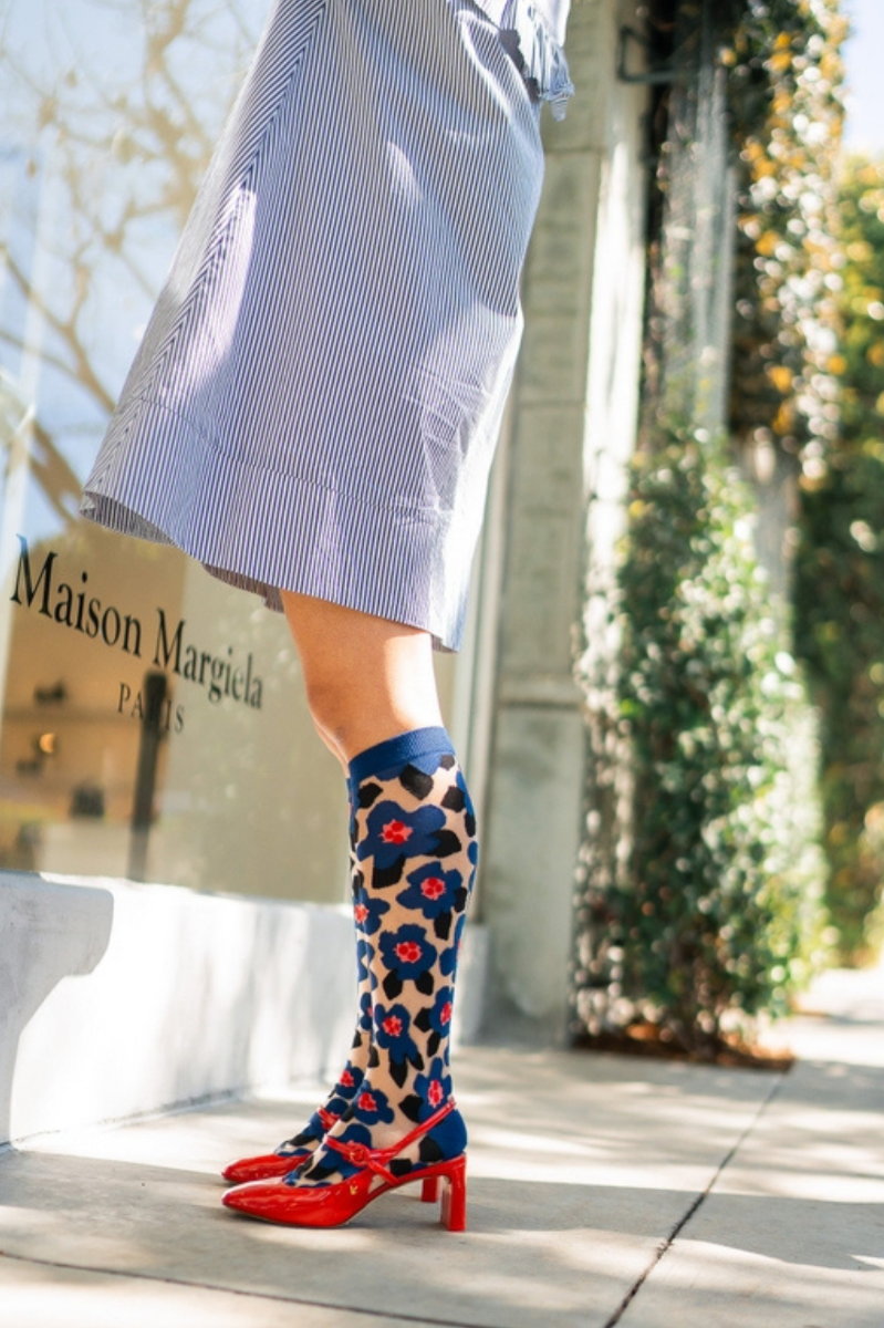 Sheer Knee High Sock - Bold Blue
