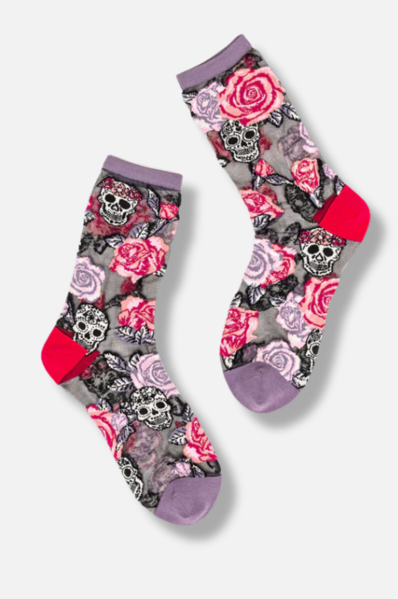 Sheer Sock - Skulls & Roses