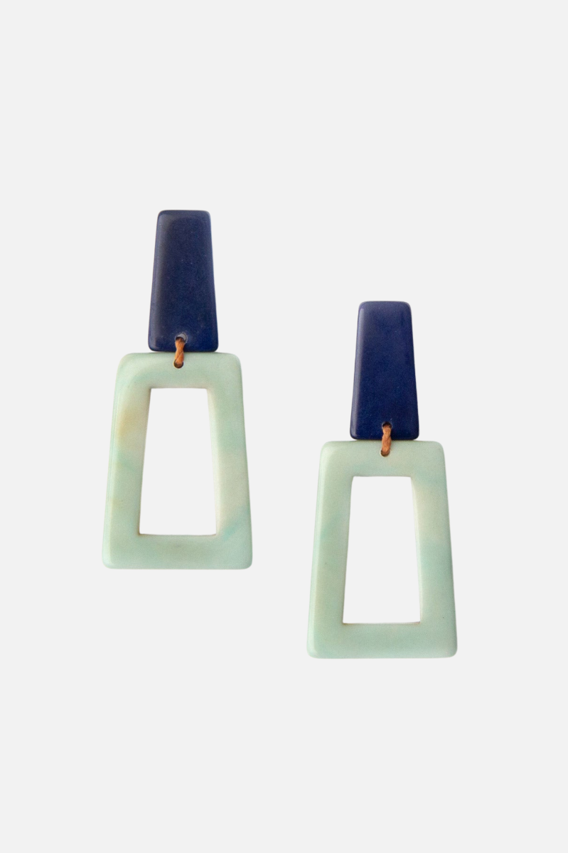 Danielle Earrings - Celery & Royal