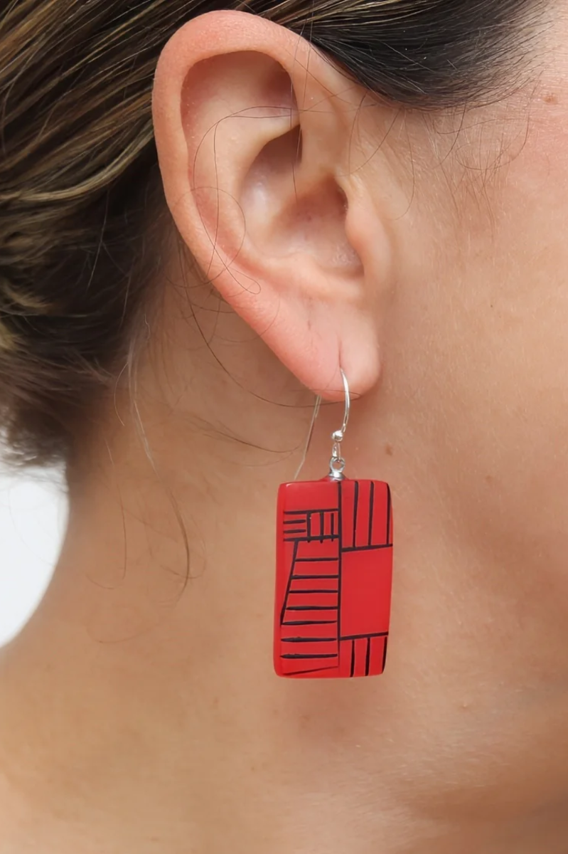Geovibe Drop Earring - Red