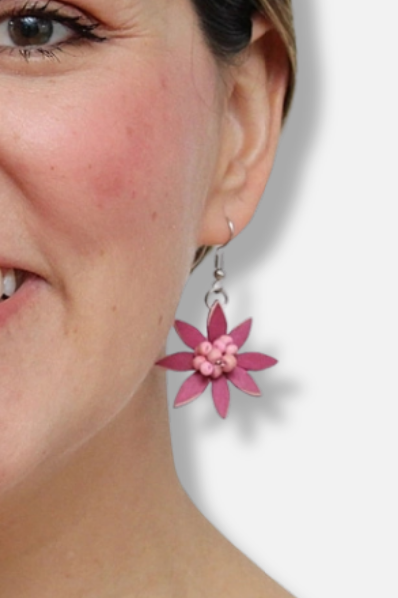 Amaya Flower Earring - Magenta
