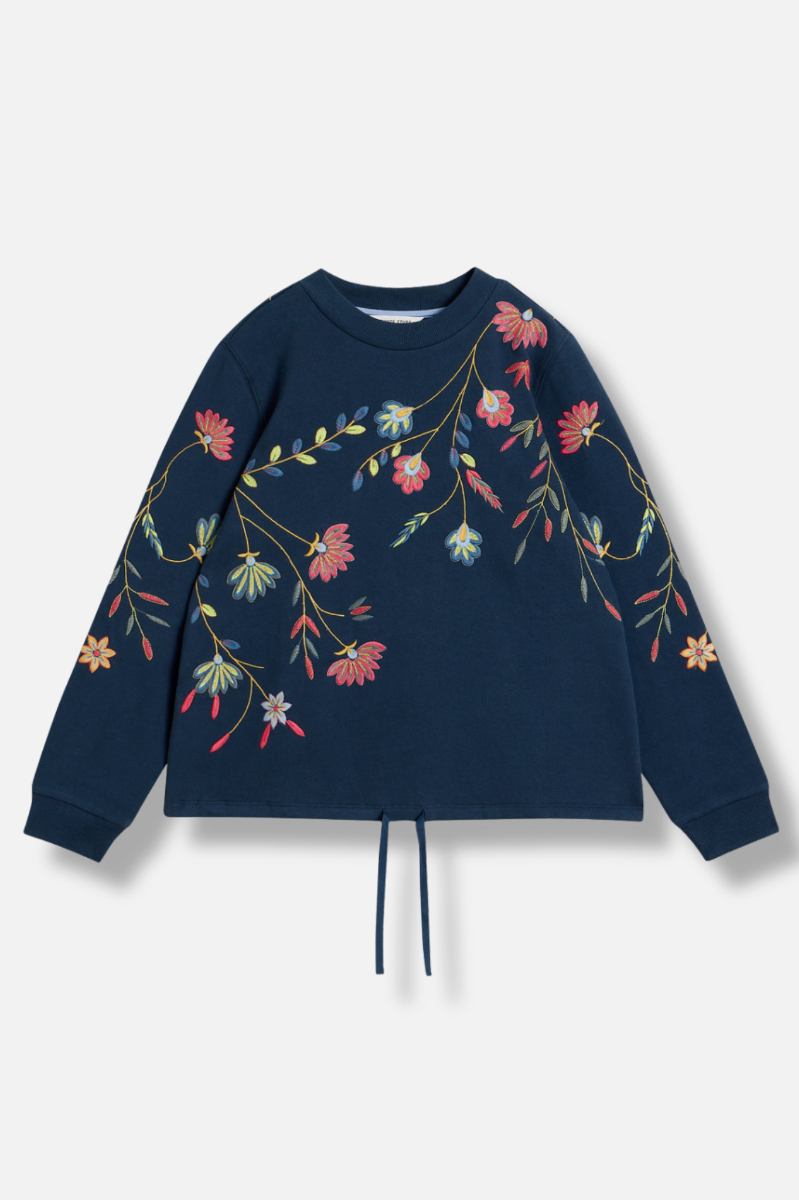Embroidered Top - Navy Multi