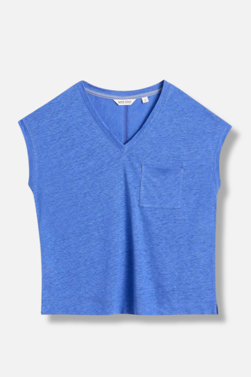 Iris Linen Tee - Blue