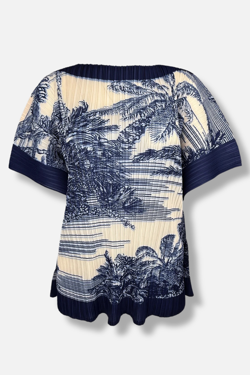 Elodie Scarf Top - Navy Mix