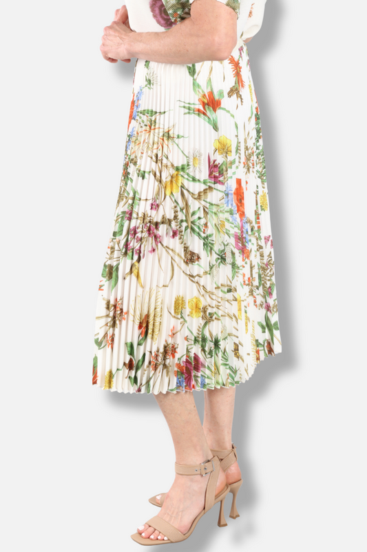 Jasmine Pleated Skirt - Ivory Mix
