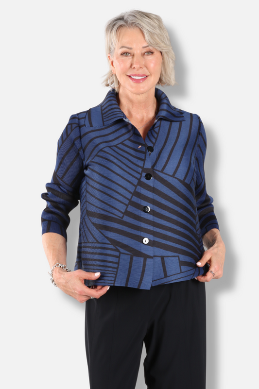 Elodie Box Shirt - Navy Stripe
