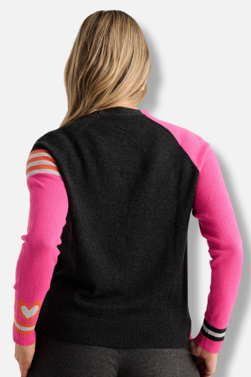 Hearts Cardigan - Fuchsia
