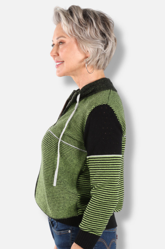 Knit Zip Cardigan - Black