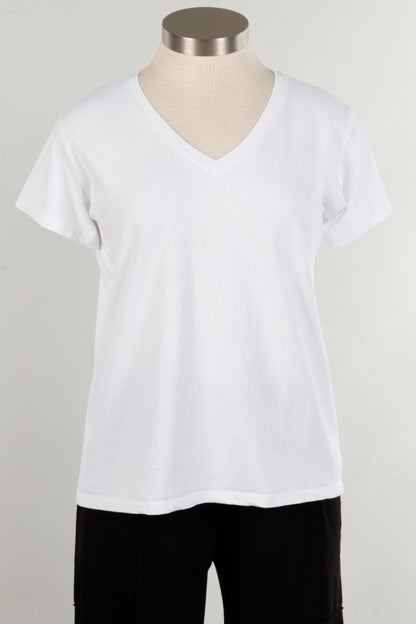 Short Sleeve V Tee - White
