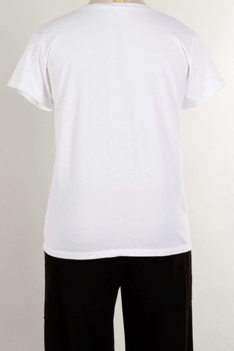 Short Sleeve V Tee Plus - White