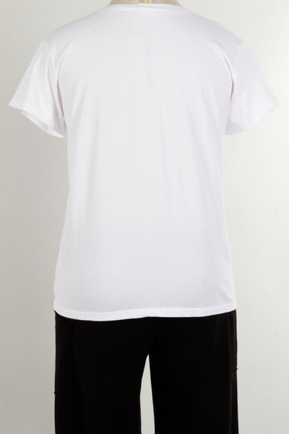 Short Sleeve V Tee - White