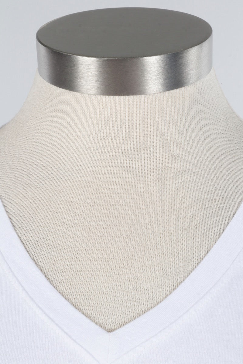 Short Sleeve V Tee - White