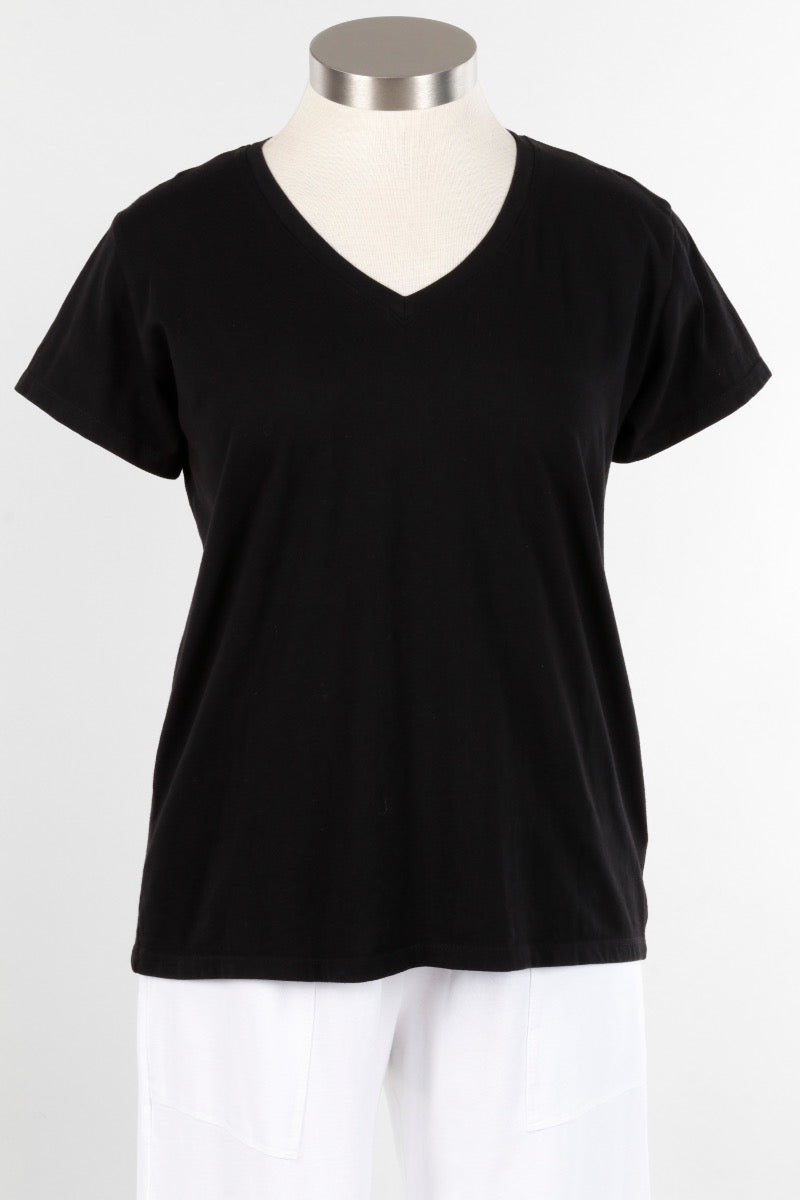 Short Sleeve V Tee Plus - Black