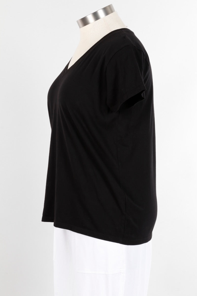 Short Sleeve V Tee - Black