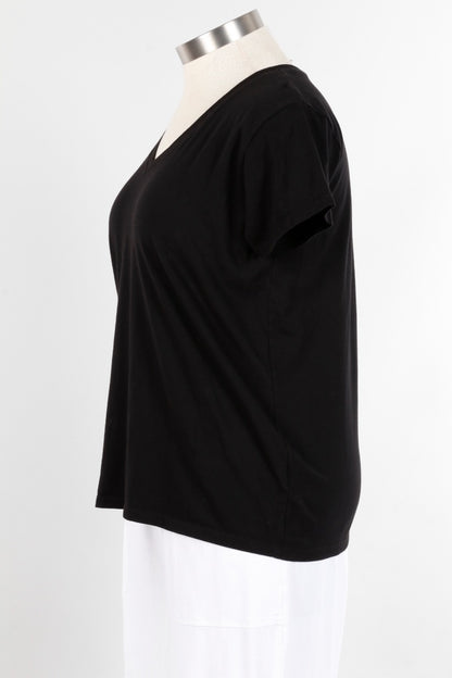 Short Sleeve V Tee - Black