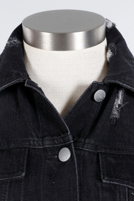 Ruffle Sleeve - Black Denim