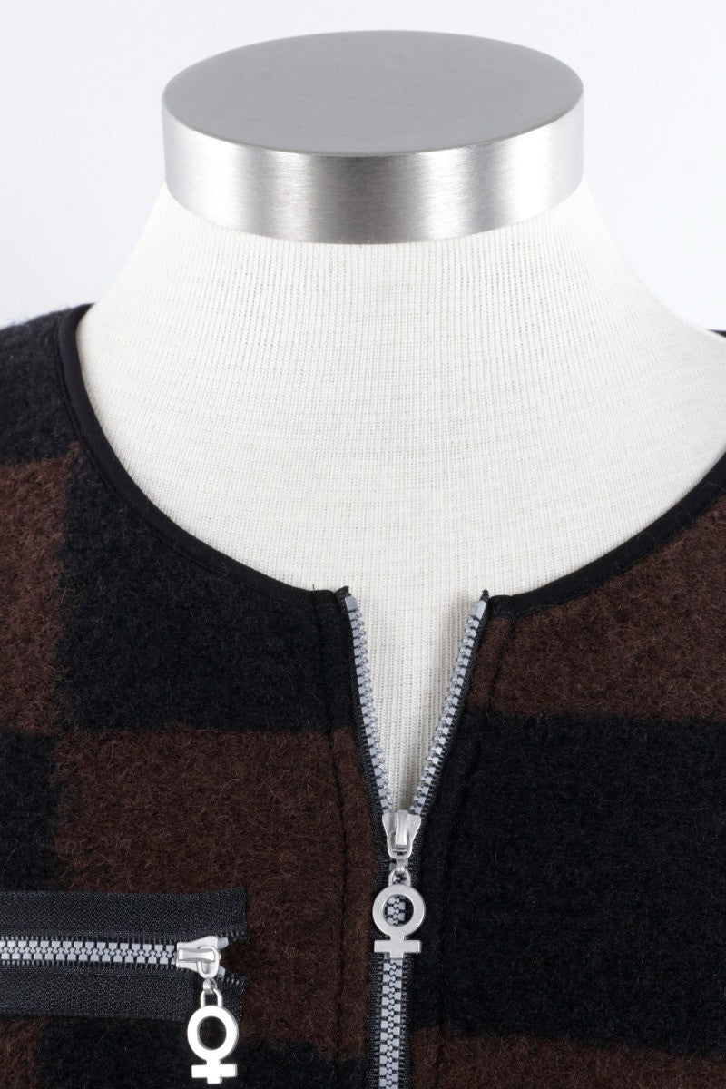 Check Zip Jacket - Black & Coffee
