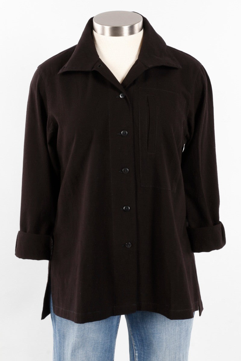Hi Collar Shirt Plus - Black