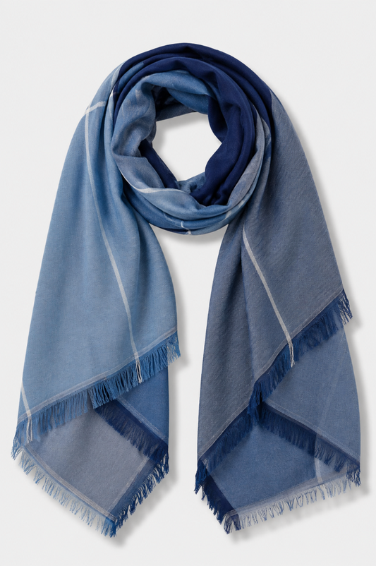 Geoffrey Plaid Scarf - Denim 
