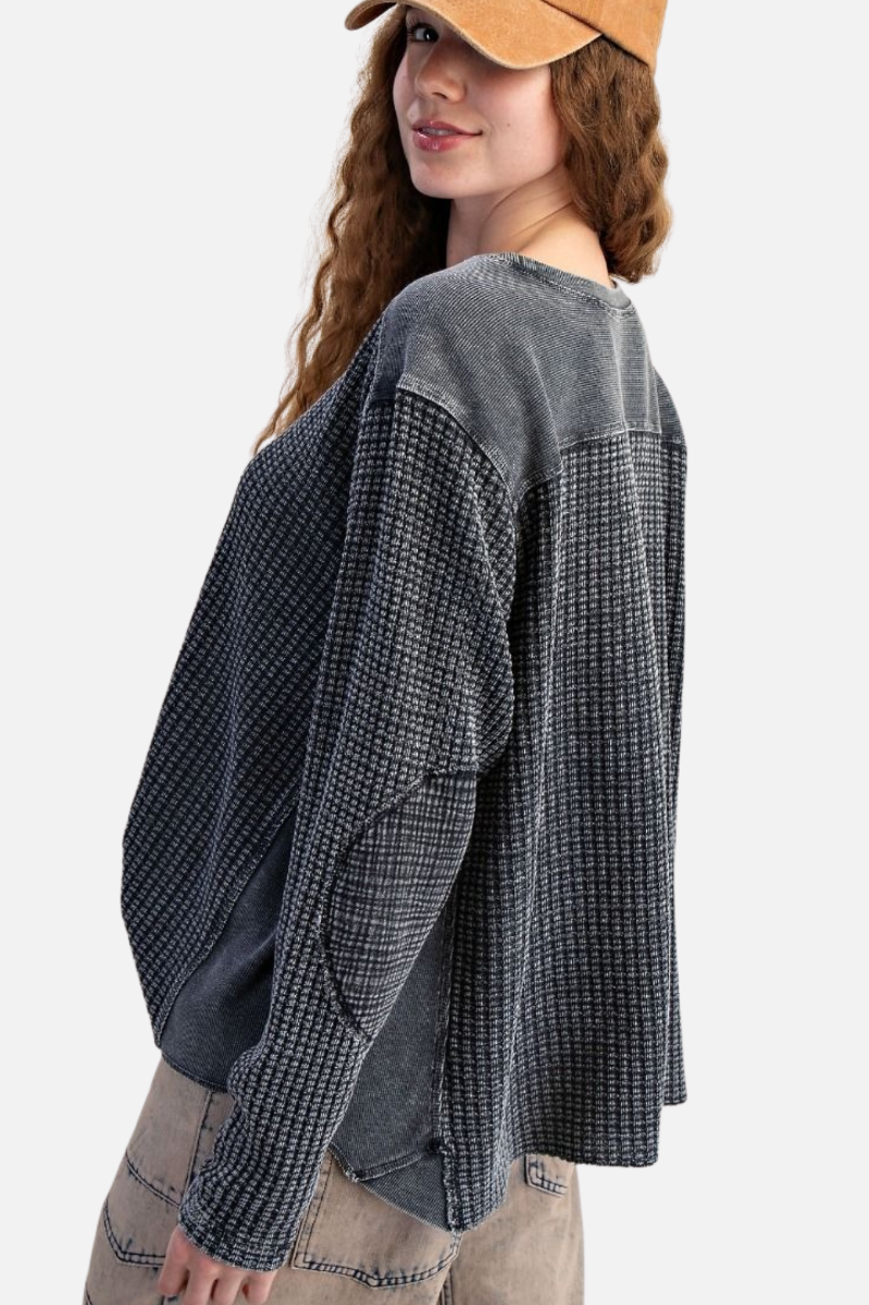 Waffle Knit Top - Ash