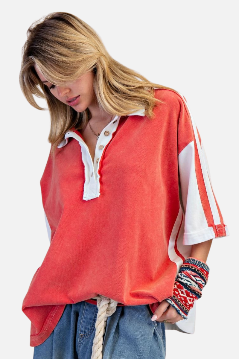 Two Tone Top - Boho Red