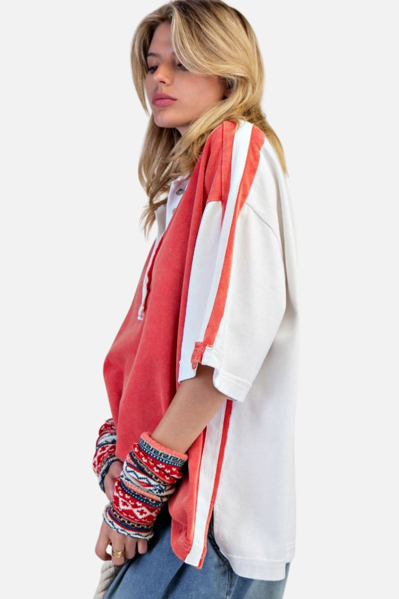Two Tone Top - Boho Red