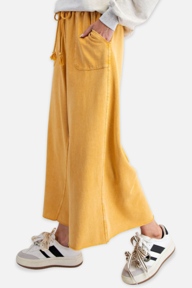 Raw Edge Terry Pant - Mustard