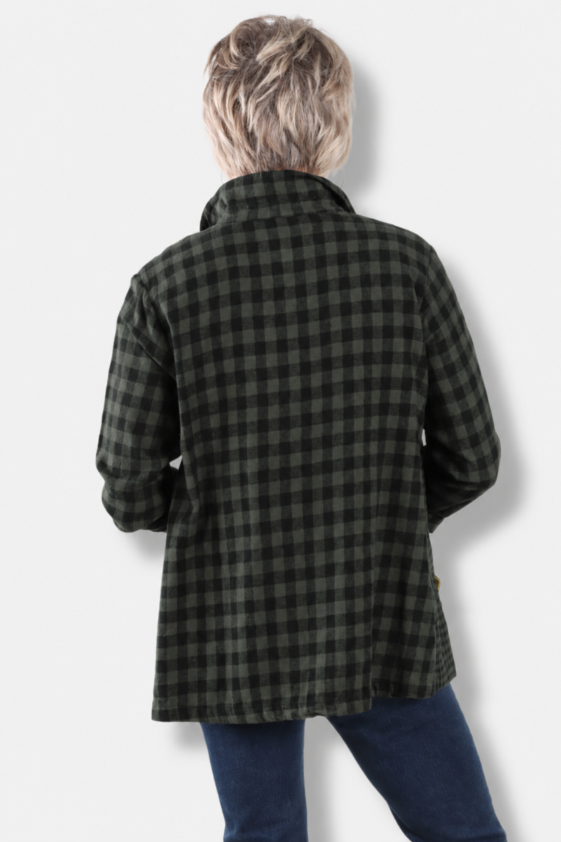 Placket Gusset Shirt - Konbu Check
