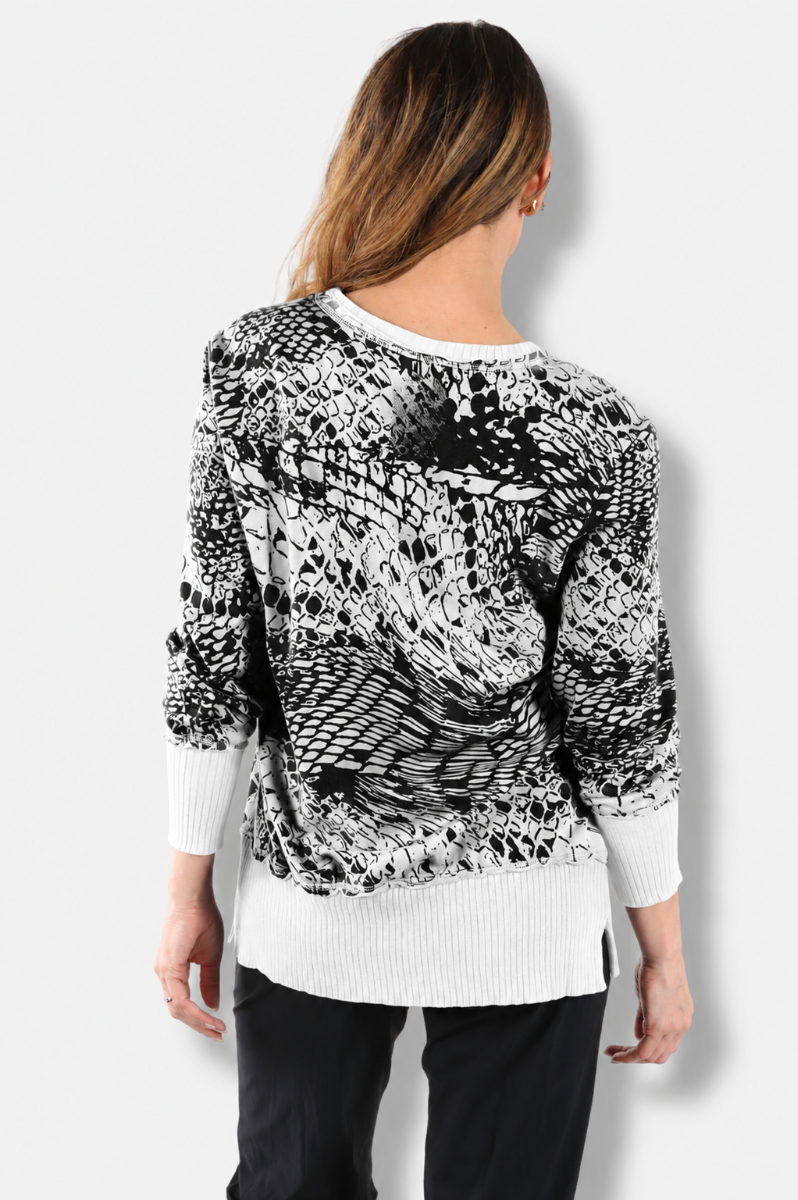 Relax Split Tunic - White Pebbles Print