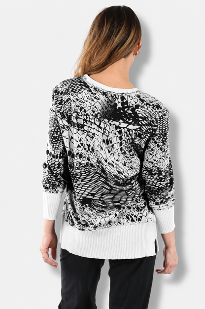 Relax Split Tunic - White Pebbles Print